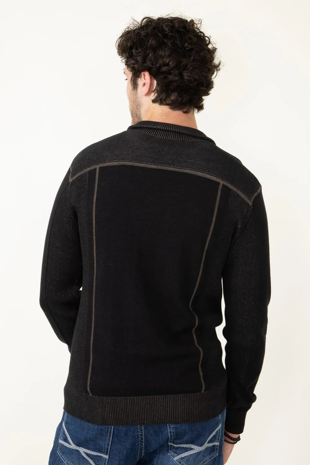 1897 Original 1/4 Zip Mock Neck Sweater for Men in Black | 1973GL-F24-BLACK