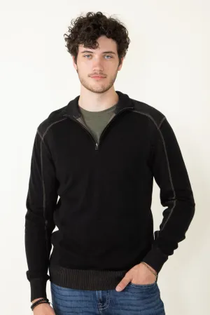 1897 Original 1/4 Zip Mock Neck Sweater for Men in Black | 1973GL-F24-BLACK