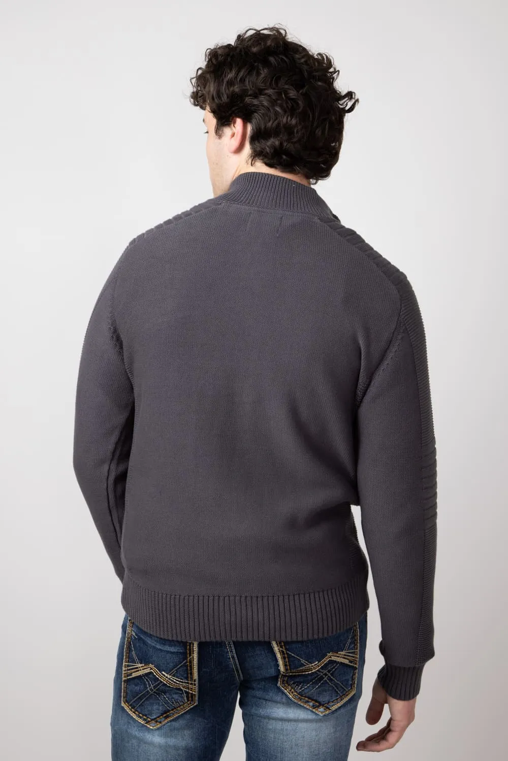 1897 Original 1/4 Zip Mock Neck Sweater for Men in Dark Shadow | 2400GL-DKSHADOW