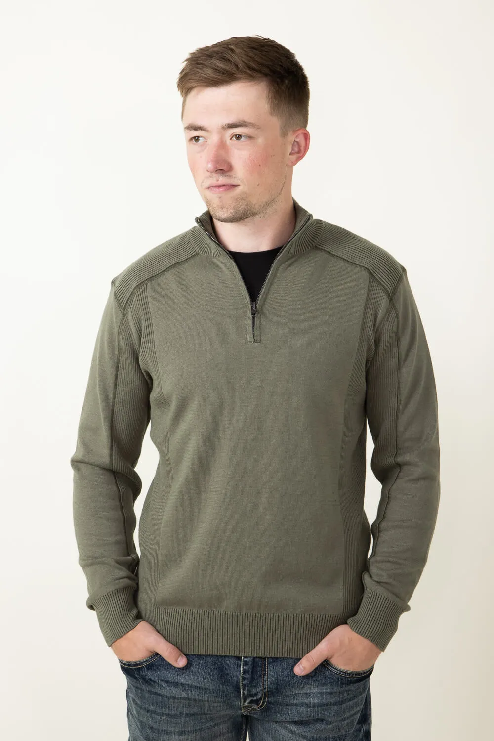 1897 Original 1/4 Zip Mock Neck Sweater for Men in Greenstone | 1973GL-F24-GREENSTONE