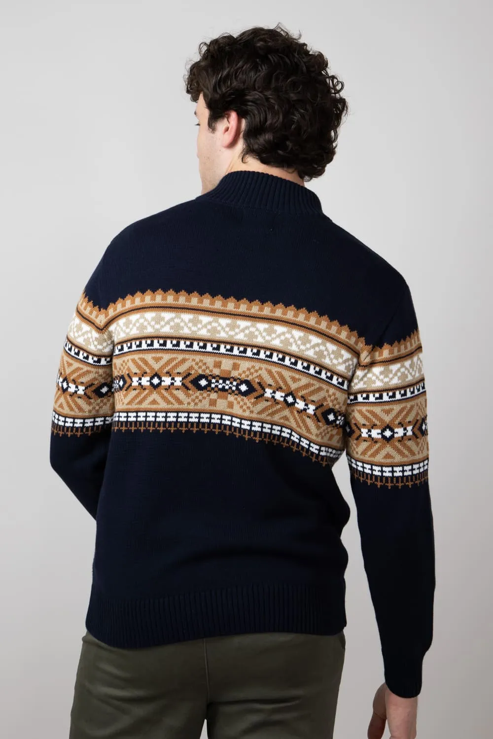 1897 Original 1/4 Zip Mock Neck Sweater for Men in Navy | 2022GL-NAVY