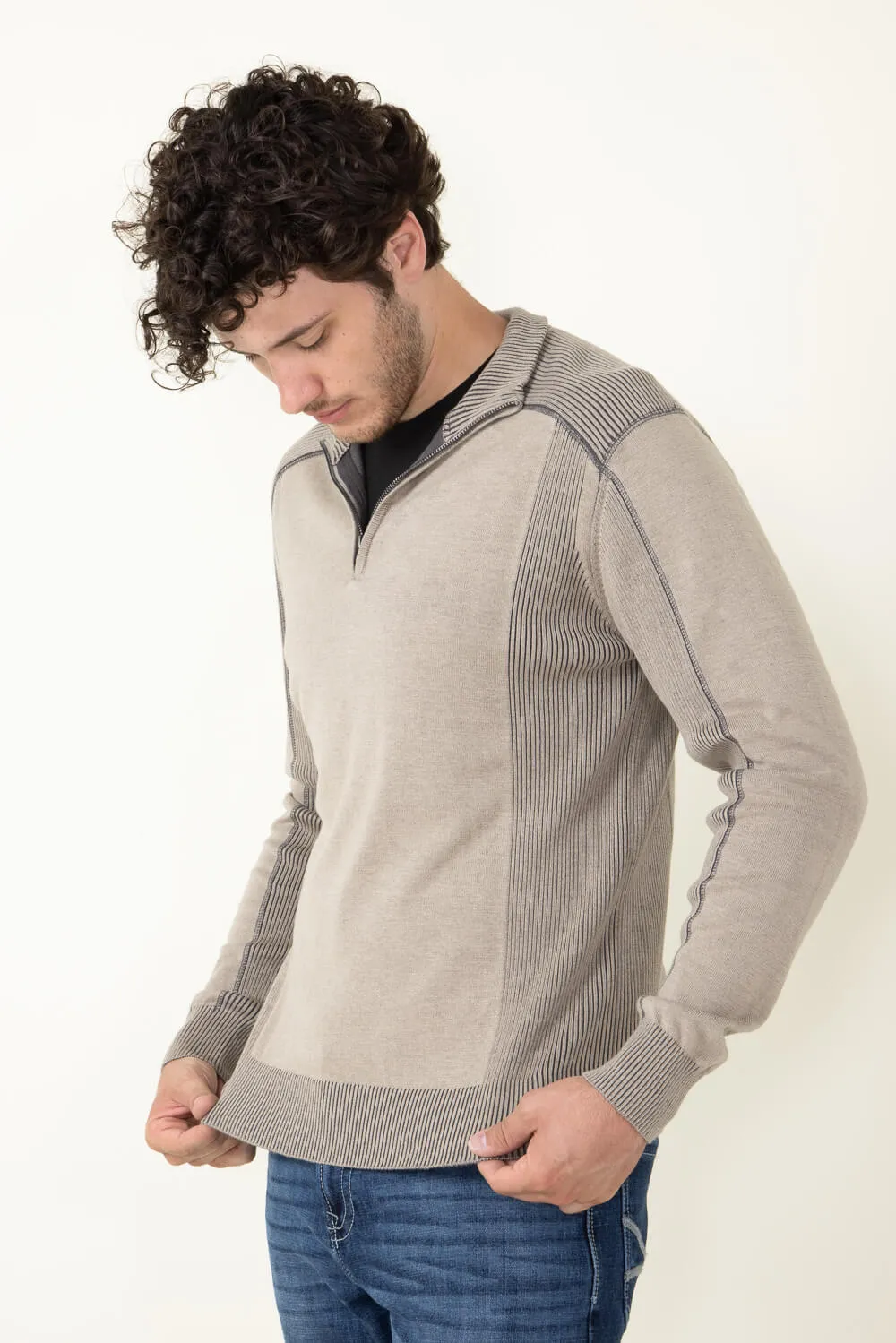 1897 Original 1/4 Zip Mock Neck Sweater for Men in Oatmeal | 1973GL-F24-OATMEAL