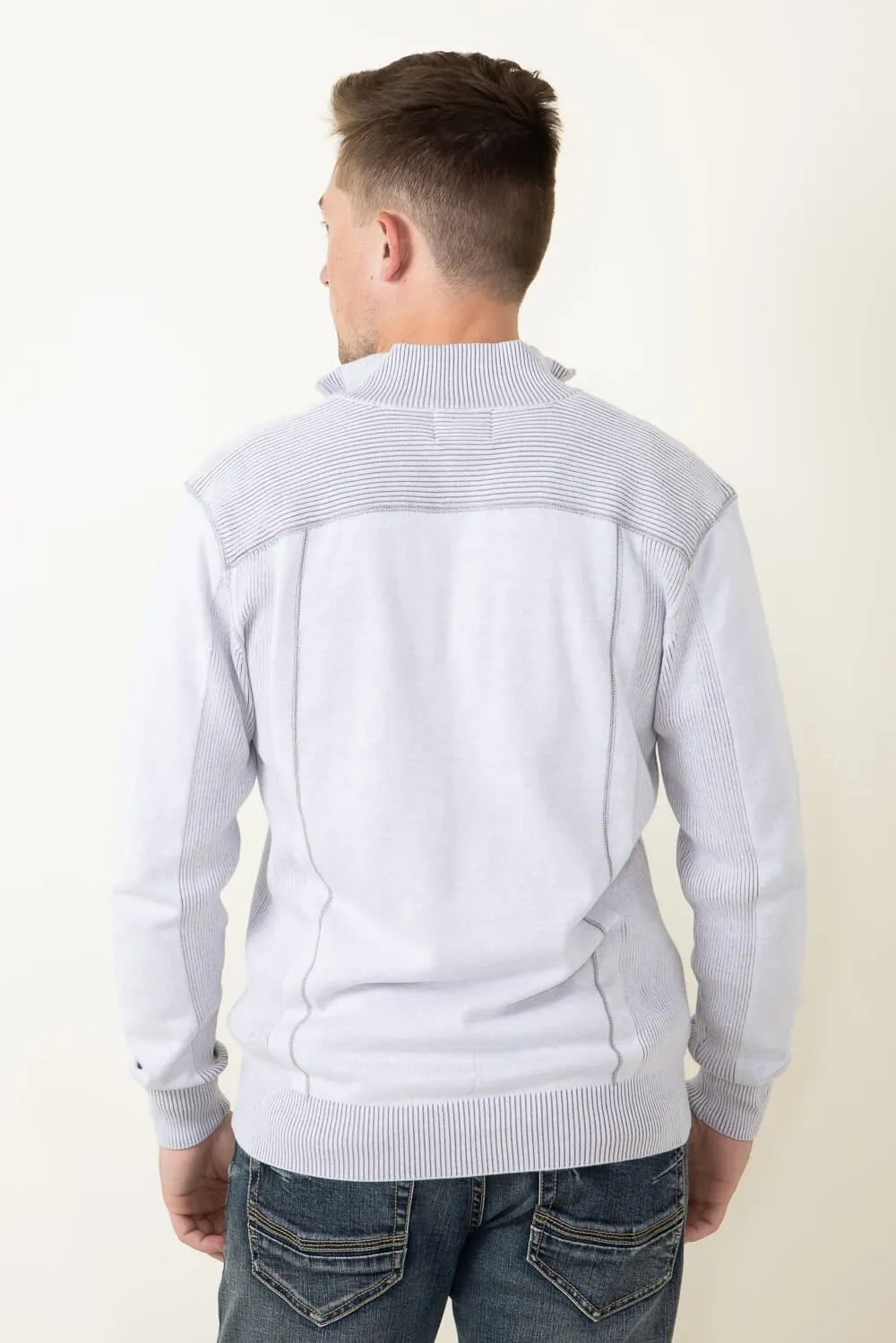 1897 Original 1/4 Zip Mock Neck Sweater for Men in White Alloy | 1973GL-F24-WHITE