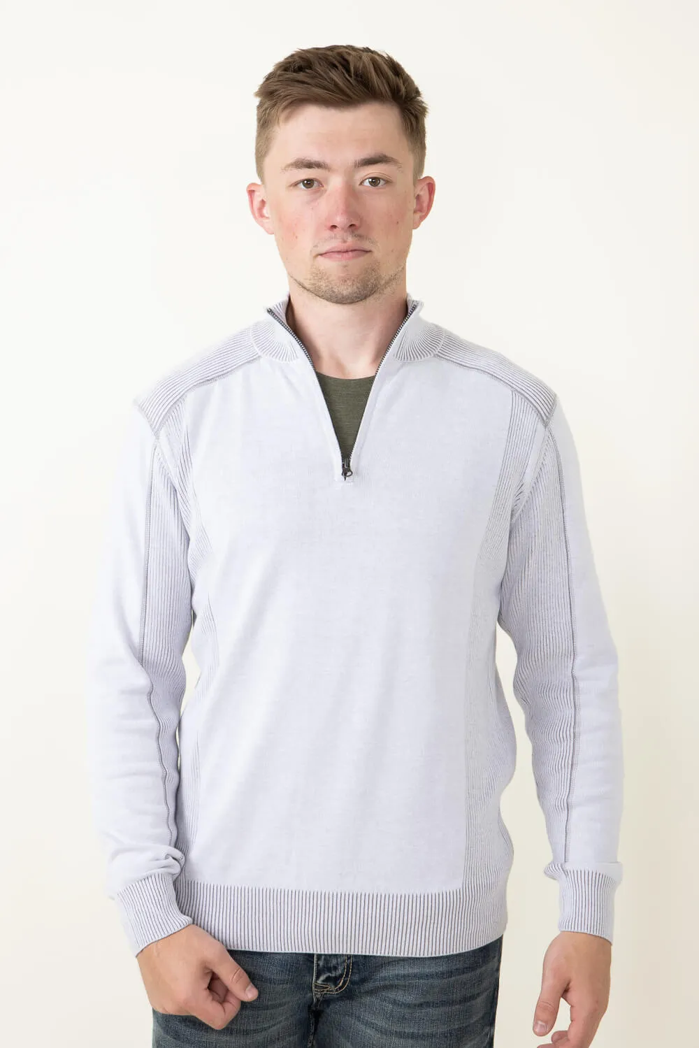 1897 Original 1/4 Zip Mock Neck Sweater for Men in White Alloy | 1973GL-F24-WHITE