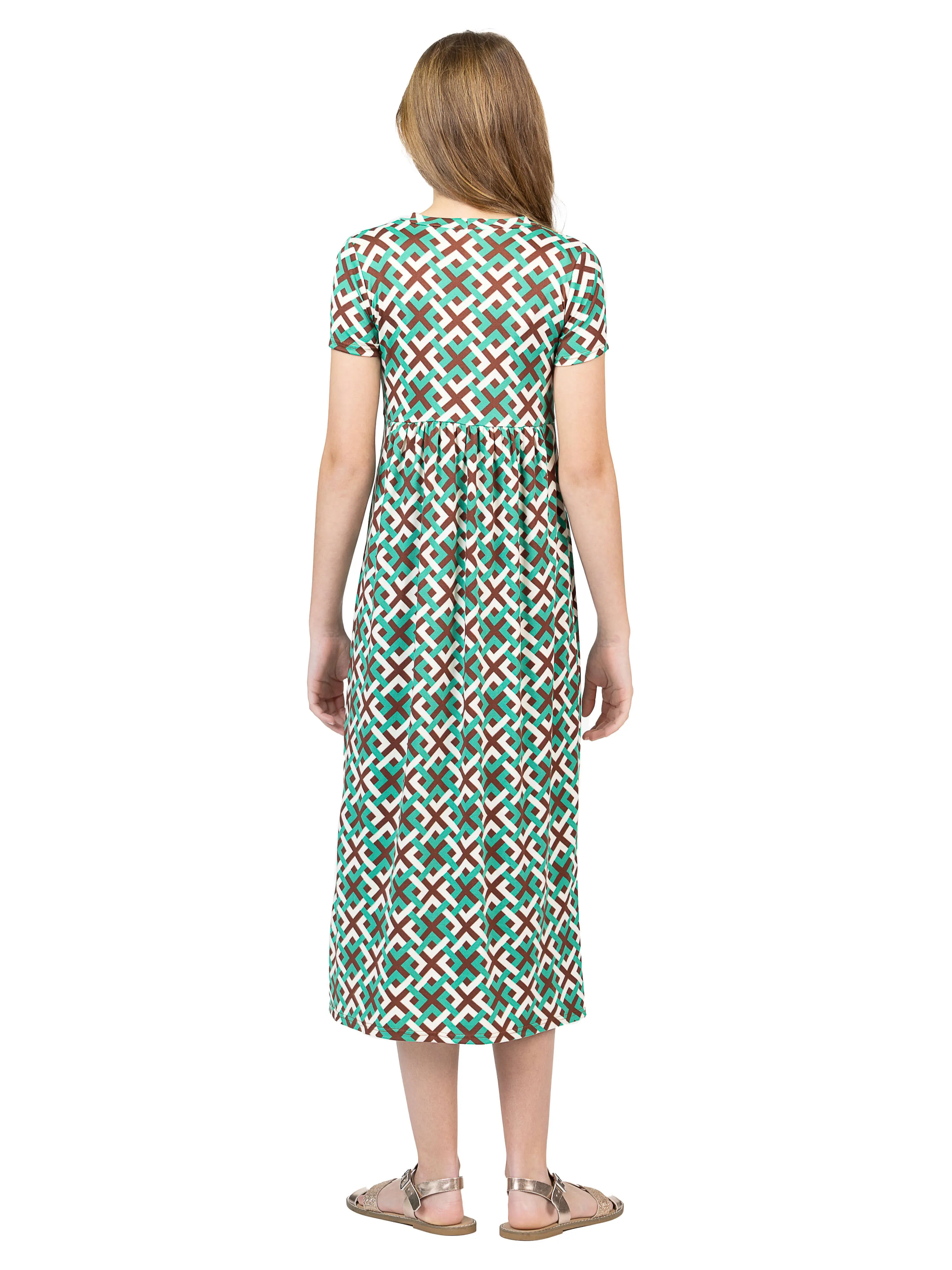 24sevenkid Girls Short Sleeve Green Maxi Dress