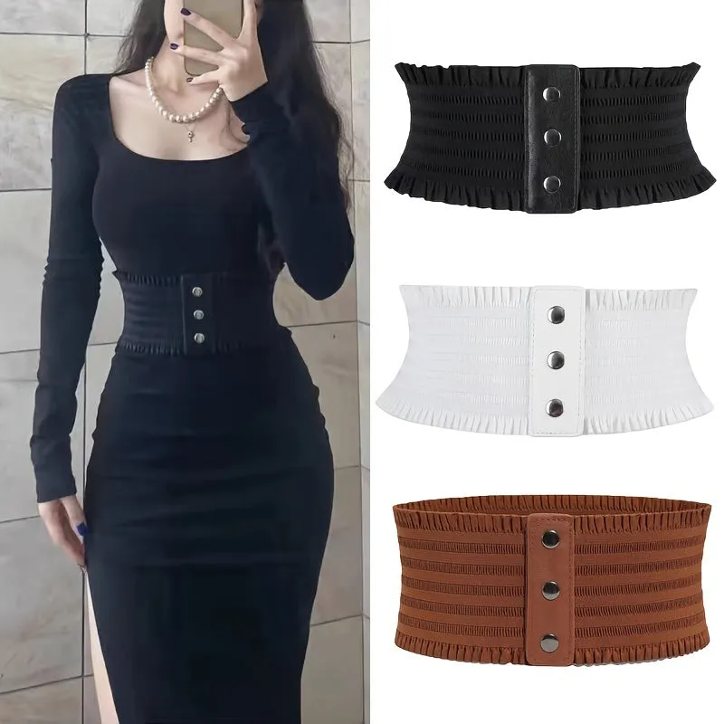 3-Piece Set Elegant Wide Ruffle Belts