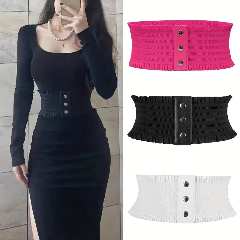 3-Piece Set Elegant Wide Ruffle Belts