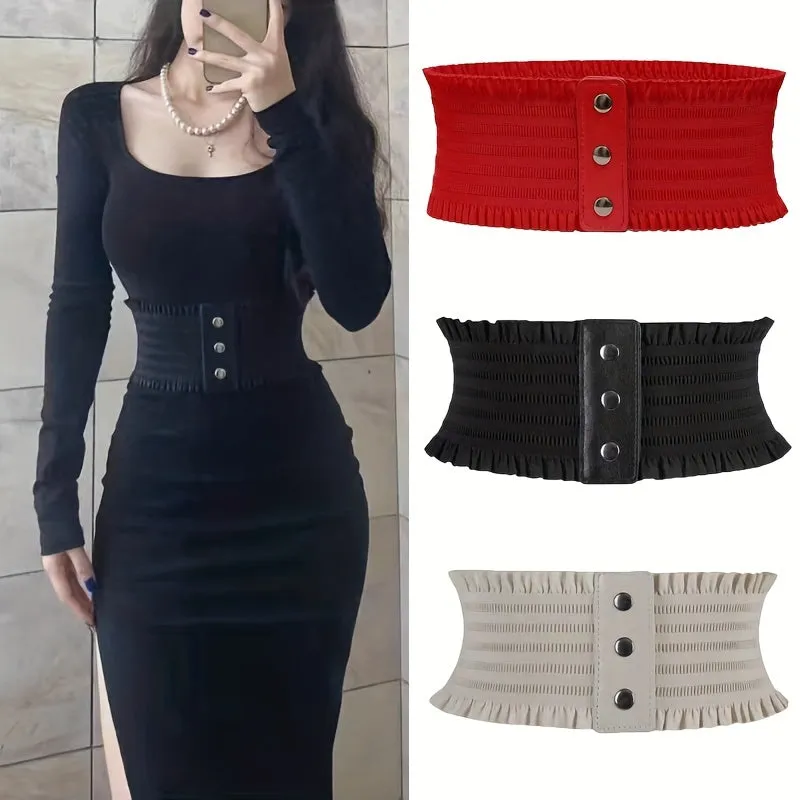 3-Piece Set Elegant Wide Ruffle Belts