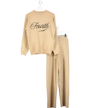 4th & Reckless Beige Knitted Fourth Jumper- Avery    Beige Knitted Wide Leg Trouser- Cameron UK 8