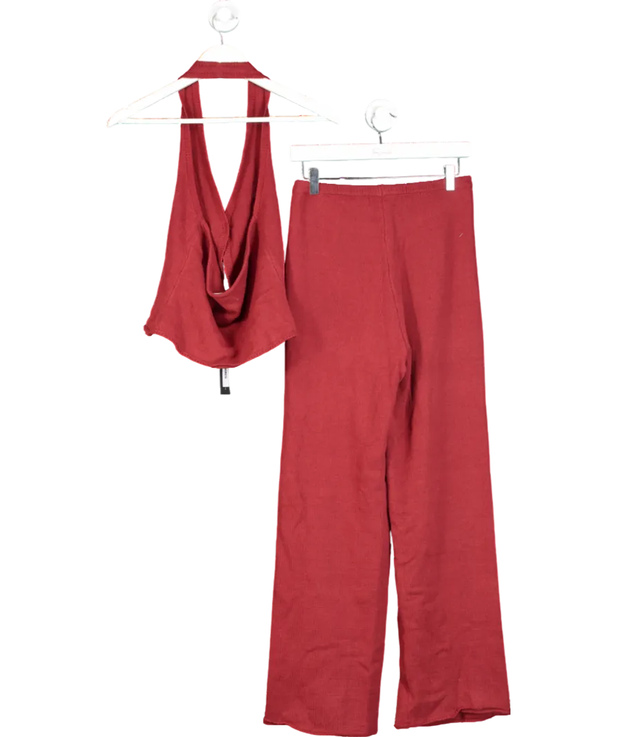 4th & Reckless Red Knitted Set With Rose Detail UK 10