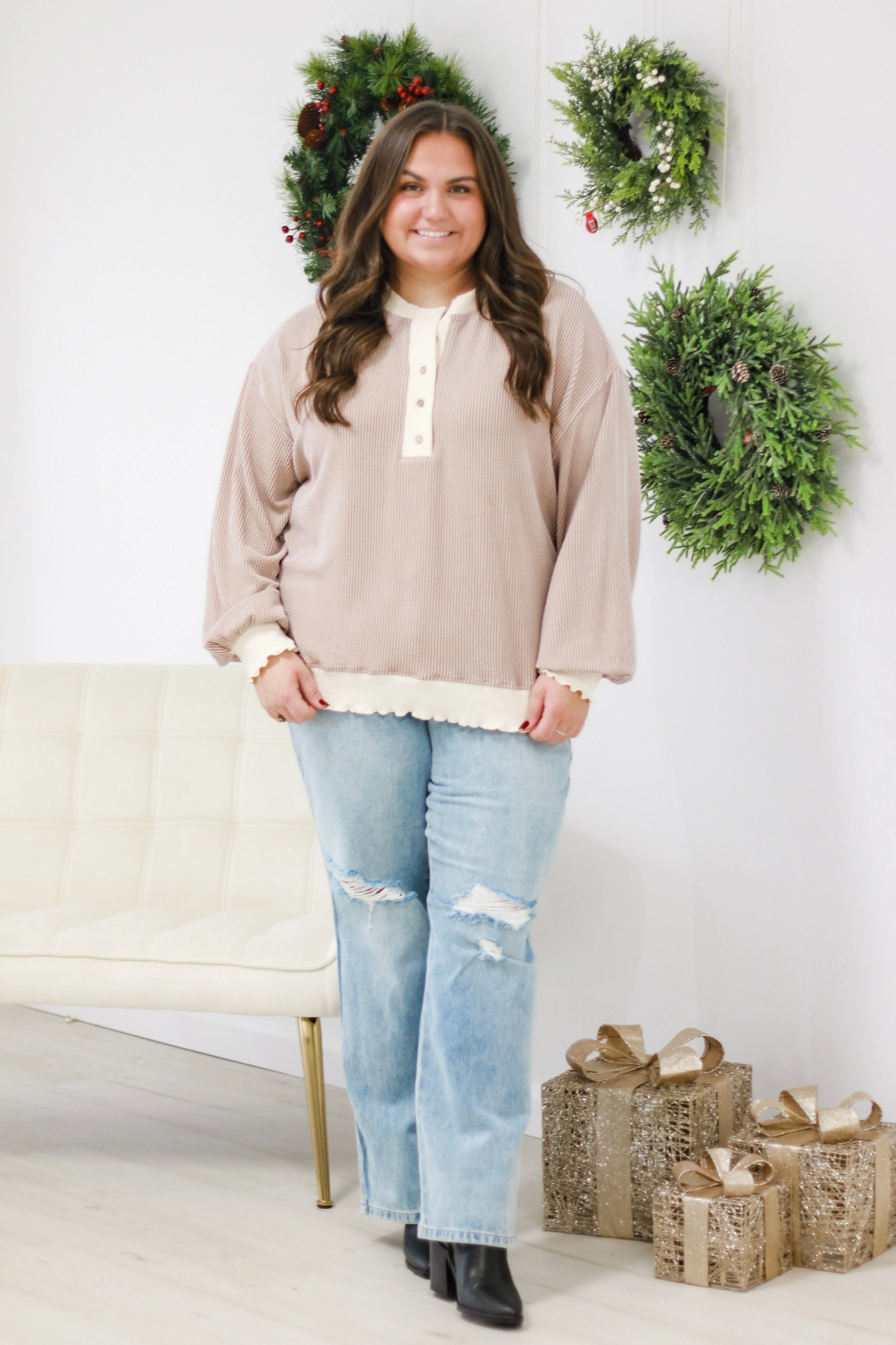 A Little More Mocha Ribbed Pullover