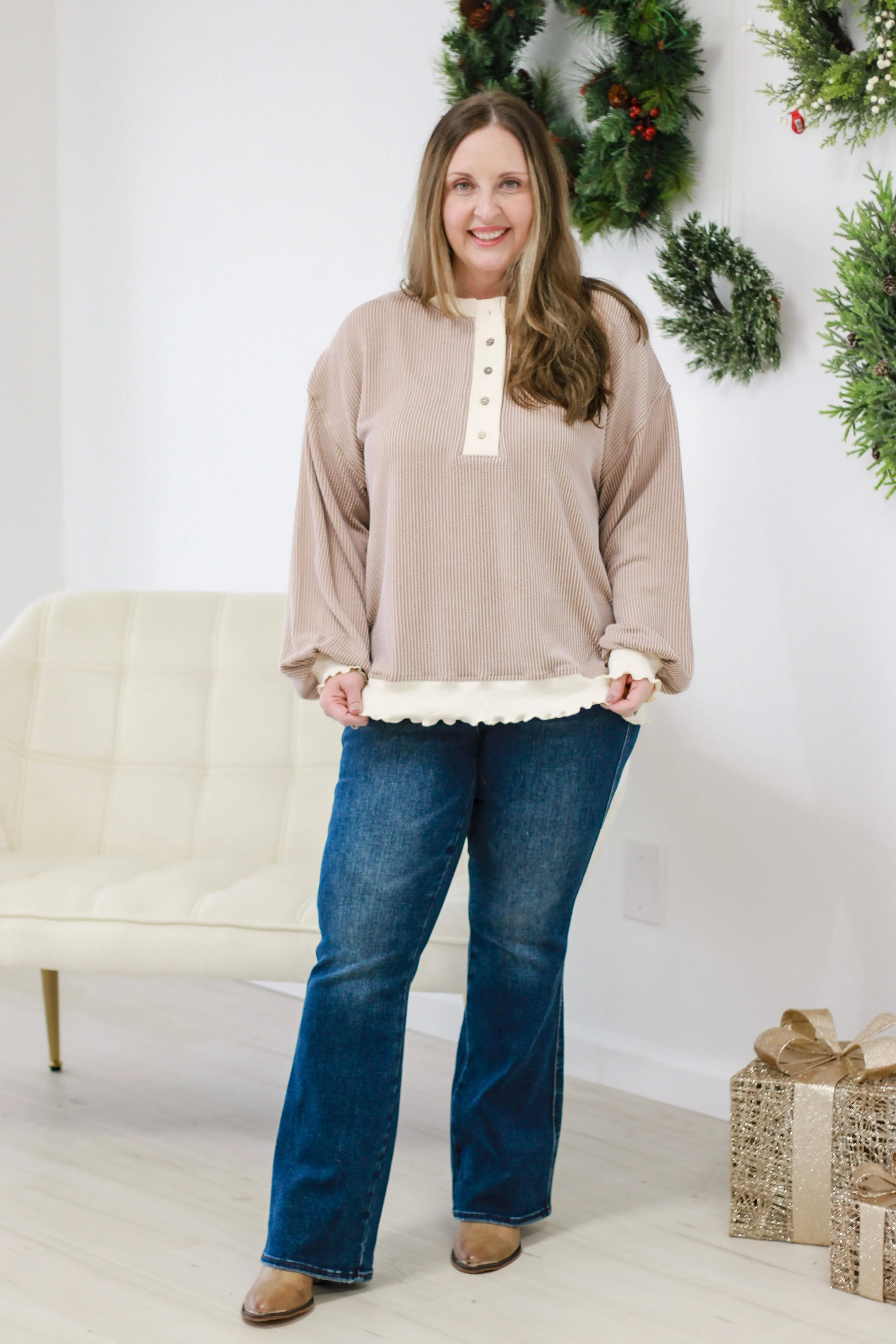 A Little More Mocha Ribbed Pullover