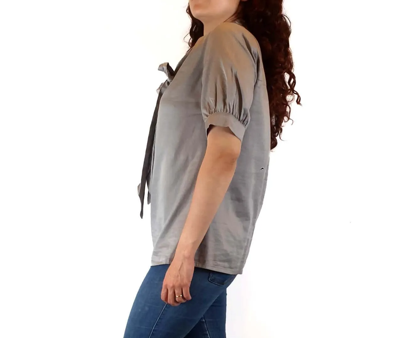 Alpha 60 grey 100% cotton short sleeve shirt size S