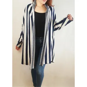 Alpha 60 second hand striped long cardigan / light coat size S (best fits 8-12)