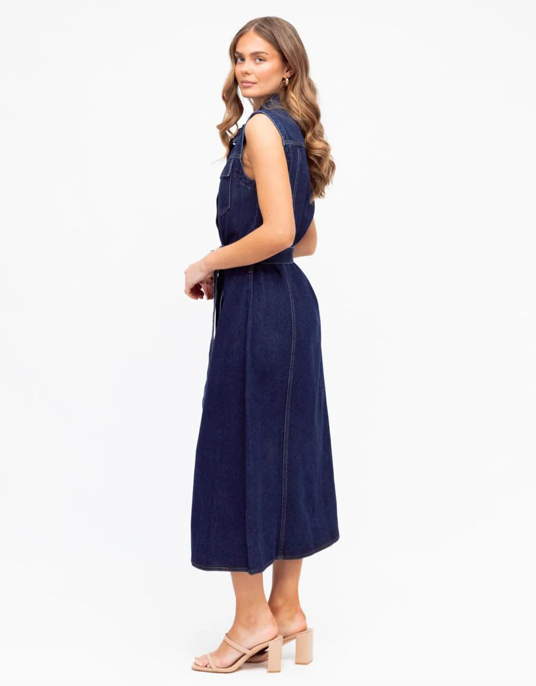 Audrey Denim Midi Dress - Indigo
