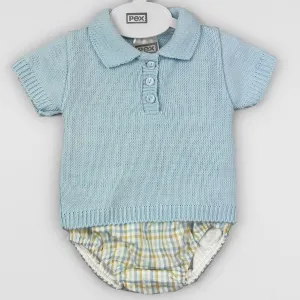 Baby Boy Two-Piece Knitted & Checked Outfit – Pex