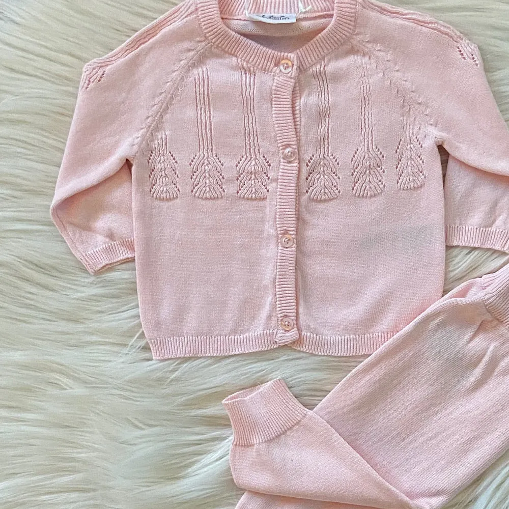 Baby girl pink knitted 2 piece set