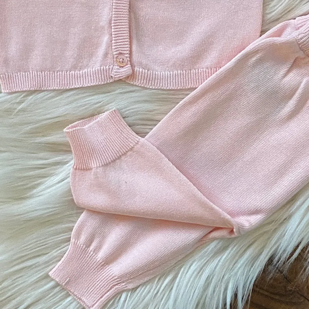 Baby girl pink knitted 2 piece set