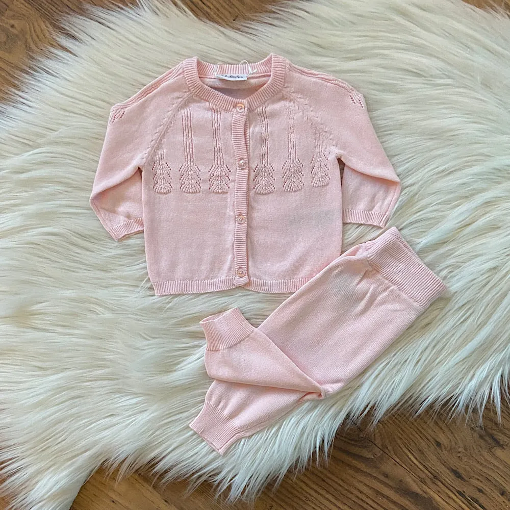 Baby girl pink knitted 2 piece set