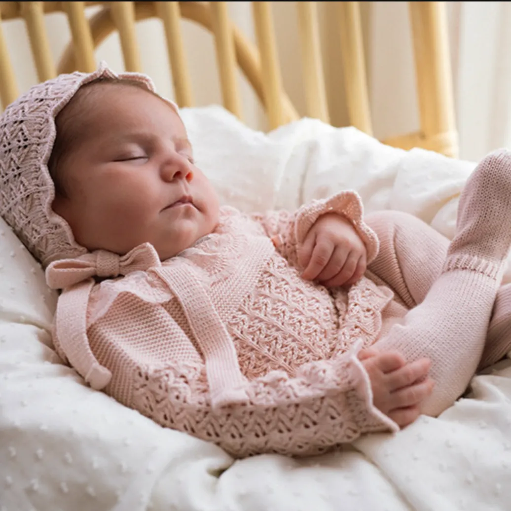 Baby Girls Pink Knitted 3 Piece Set