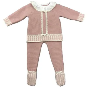 Baby Girls Powder Pink & Ivory Saturno Knitted Set