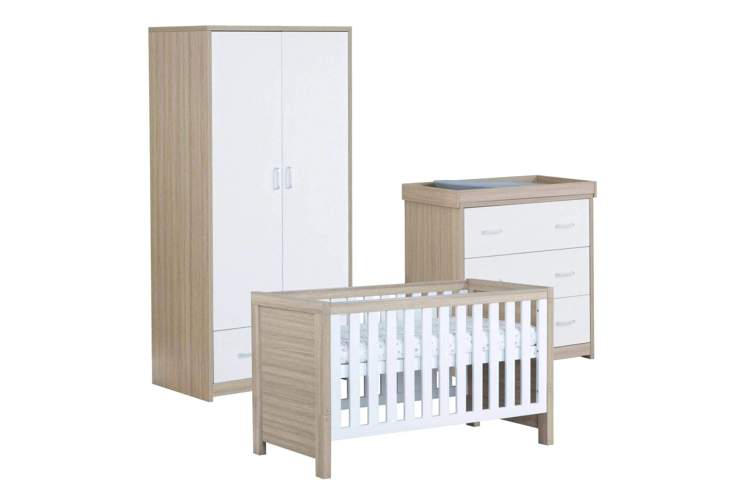 Babymore Luno 3 Piece Furniture Set - White Oak