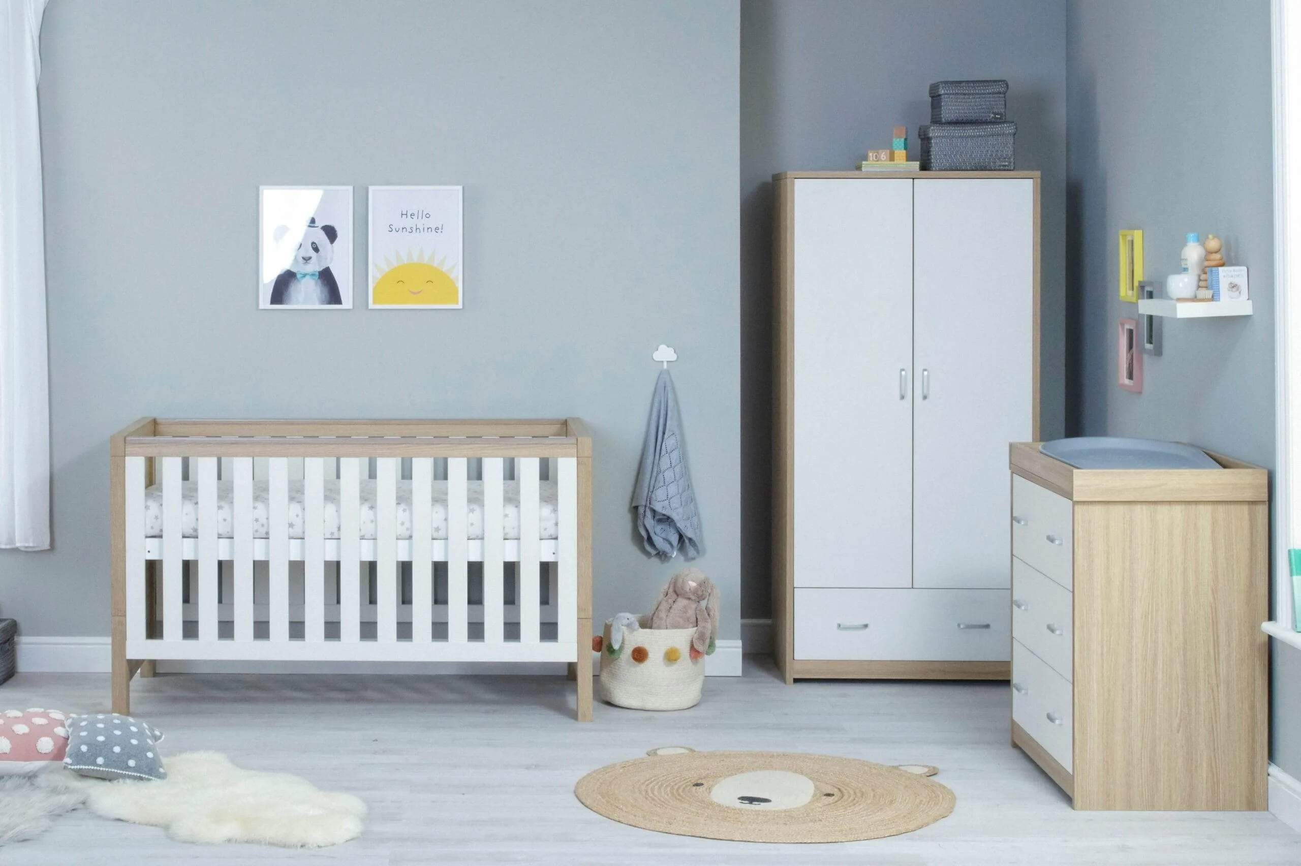 Babymore Luno 3 Piece Furniture Set - White Oak