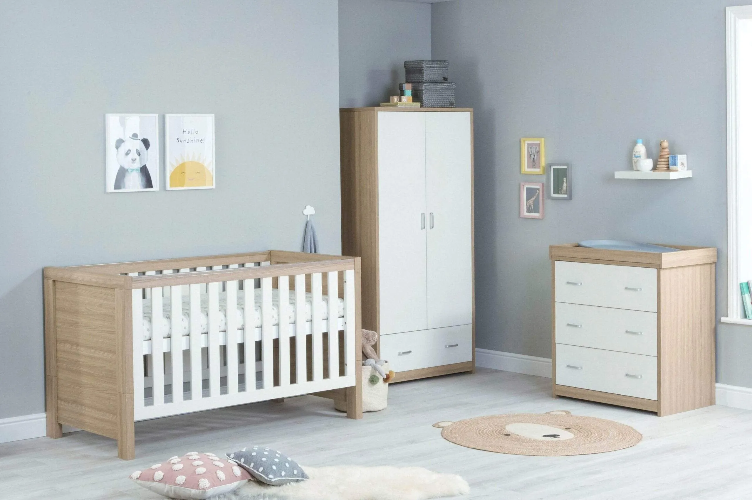 Babymore Luno 3 Piece Furniture Set - White Oak