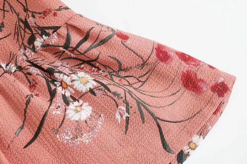 Backless Square Collar Elastic Waist Floral Midi Dresses