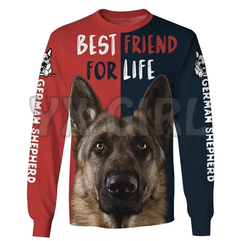 Best Friend For Life German Shepherd 3d Printed Sweatshirts Men For Women Pullovers Unisex Tops