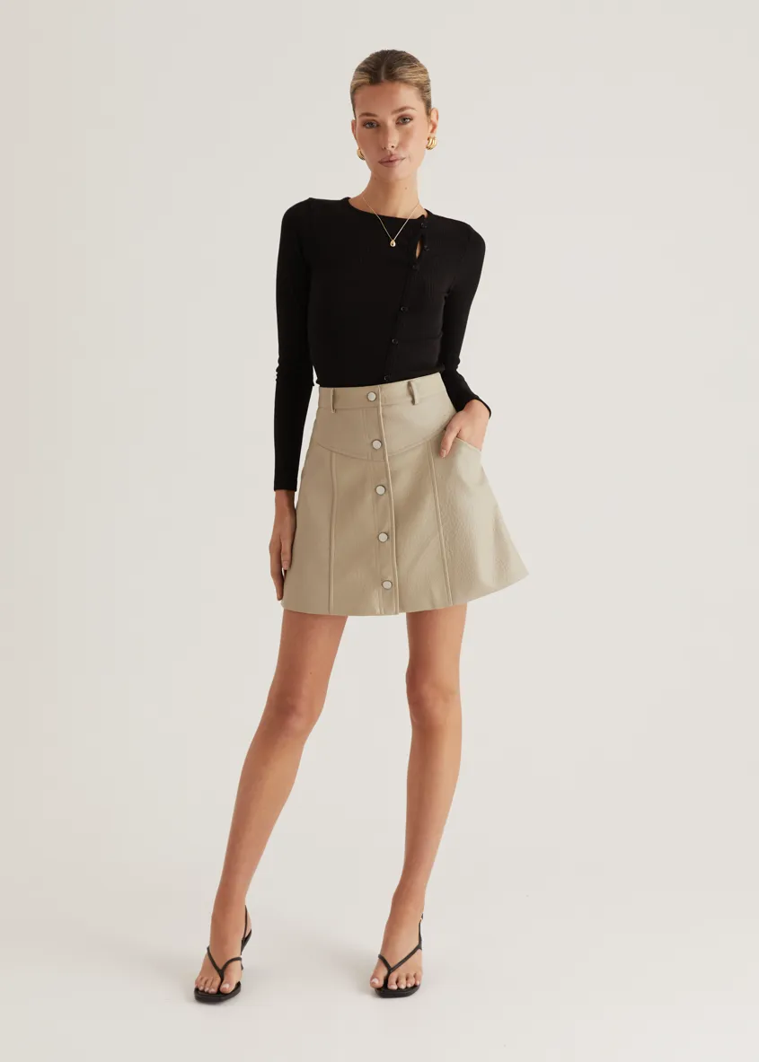 Bittersweet PU Skirt - Bone