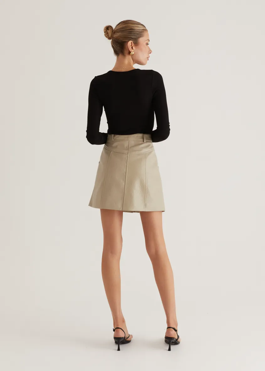 Bittersweet PU Skirt - Bone