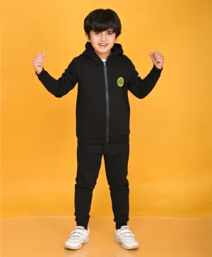 BLACK FULL ZIPPER BOYS HOODIE JOGGER SET - BLACK