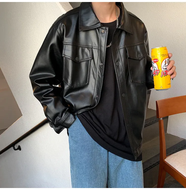 Black Soft Faux Leather MEN Jacket