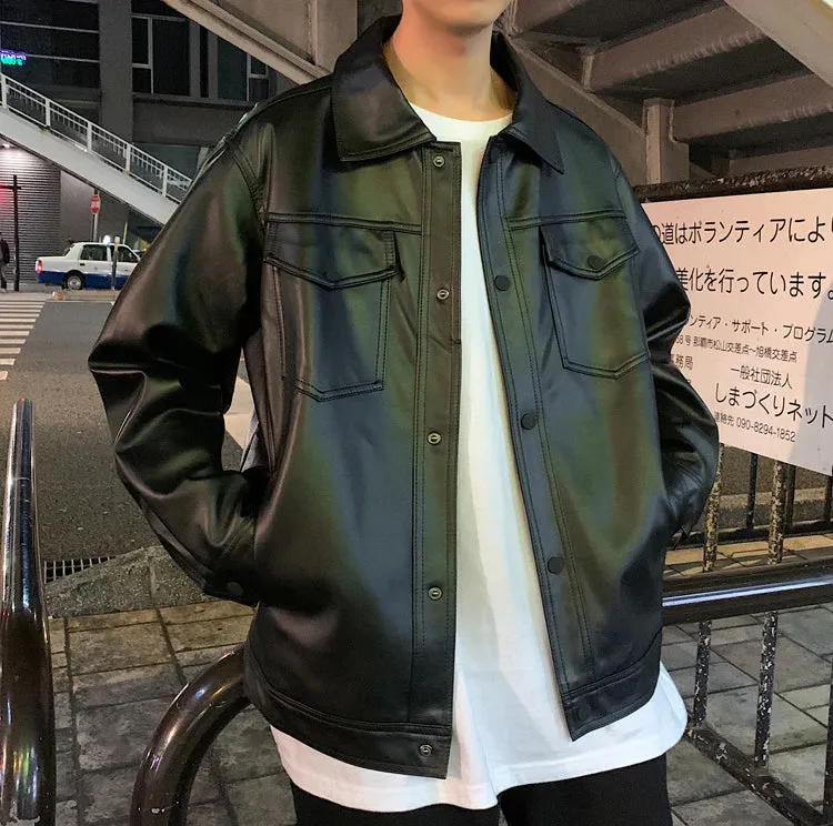 Black Soft Faux Leather MEN Jacket
