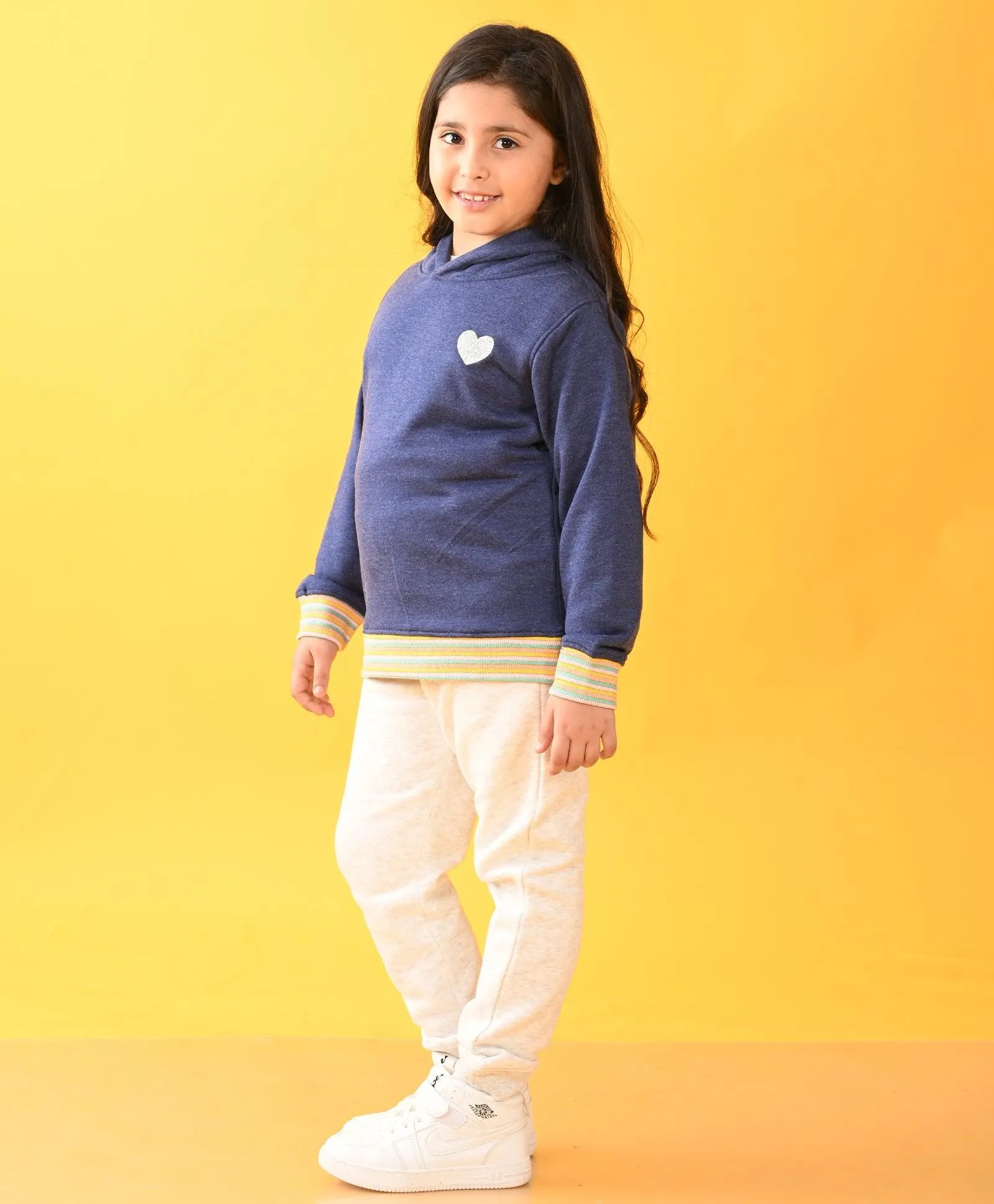 BLUE MELANGE FUN RIB ECRU MELANGE JOGGERT SET - BLUE/ECRU