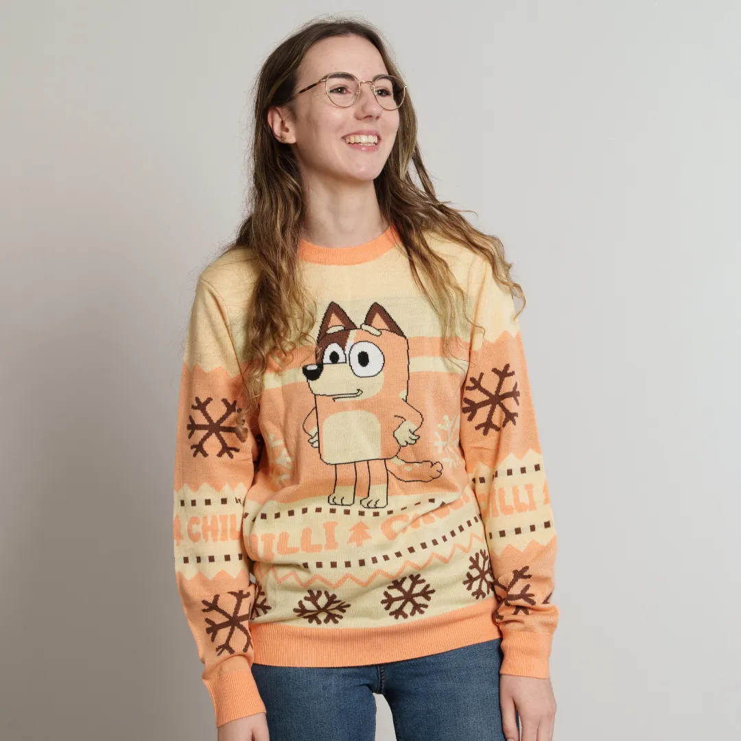Bluey 'Chilli' Adults Knitted Christmas Jumper