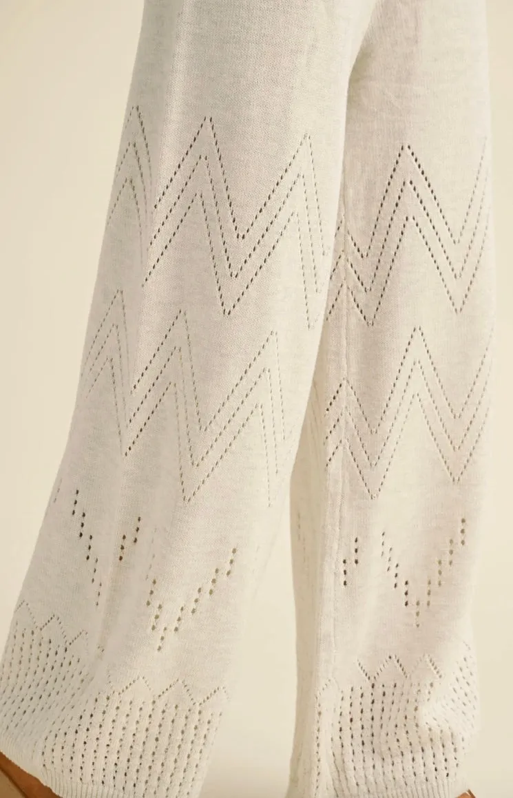 Border Crochet Knitted Pants-Oatmeal