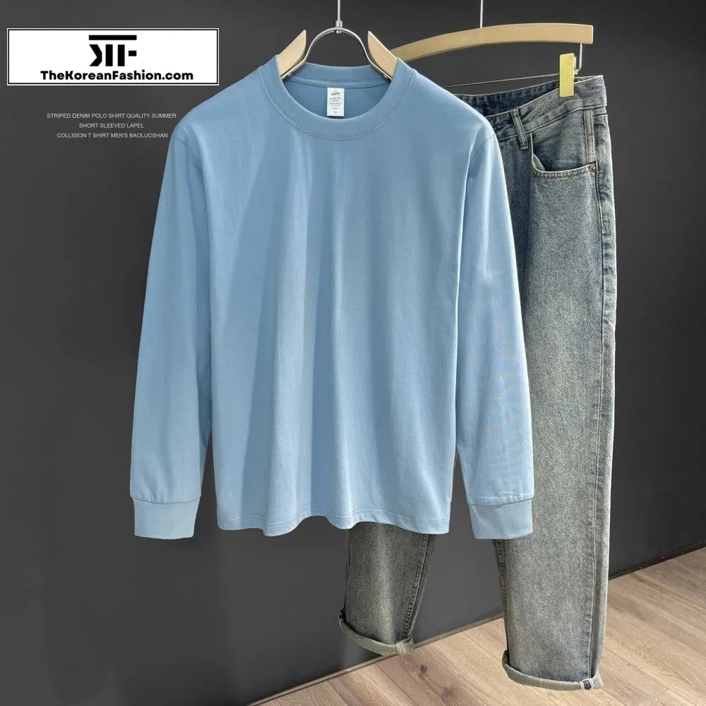 Bottoming Cotton Long Sleeve Basic Tee