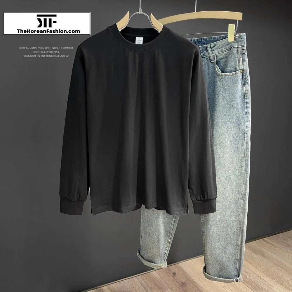 Bottoming Cotton Long Sleeve Basic Tee