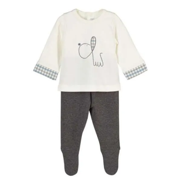 Boys Gingham Dog Print Set