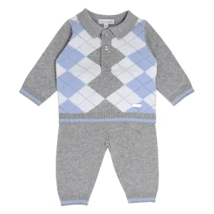 Boys Grey Argyle Knit 2 Piece Set