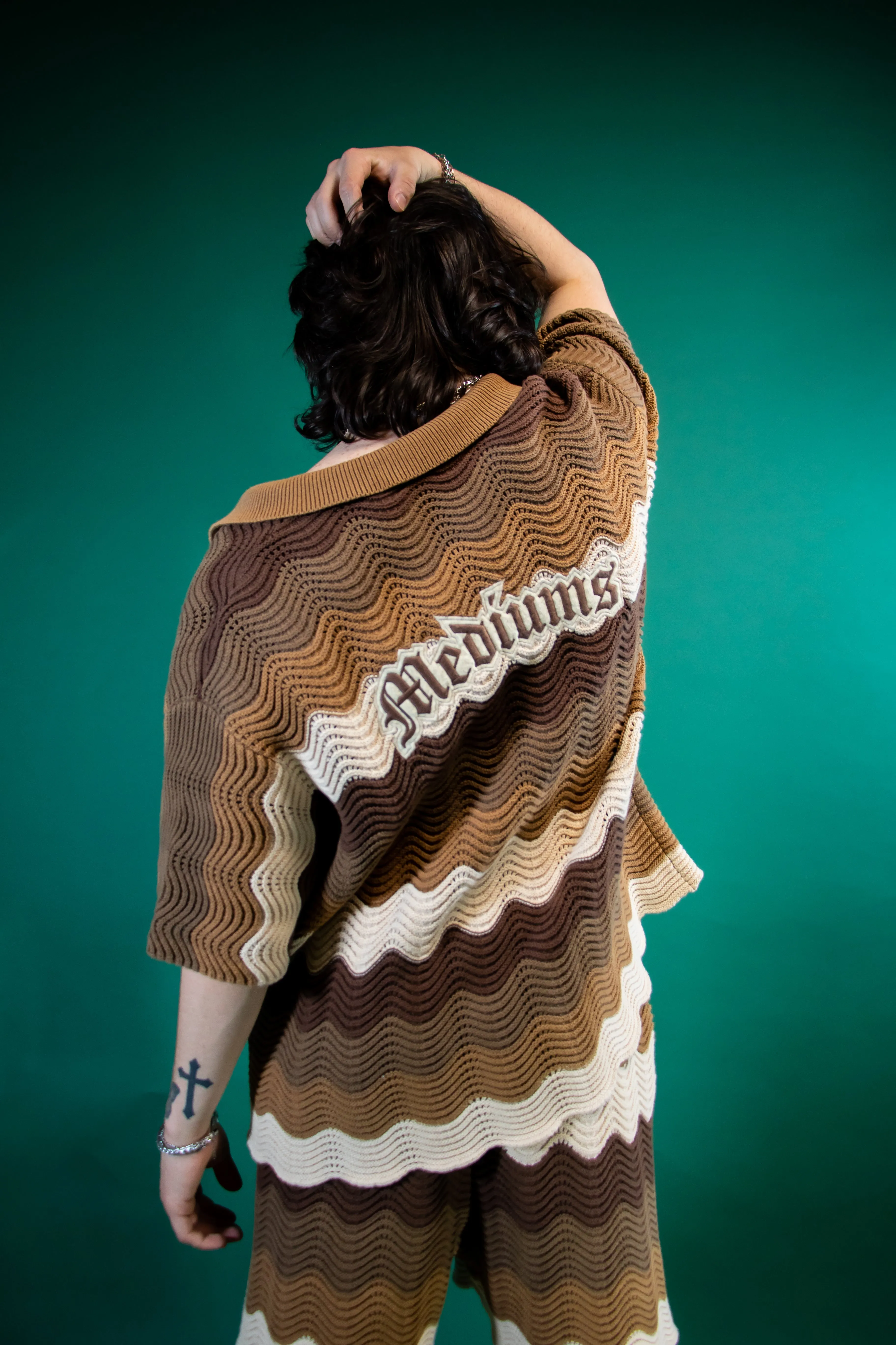 Brown Knitted Crochet Top - Mens