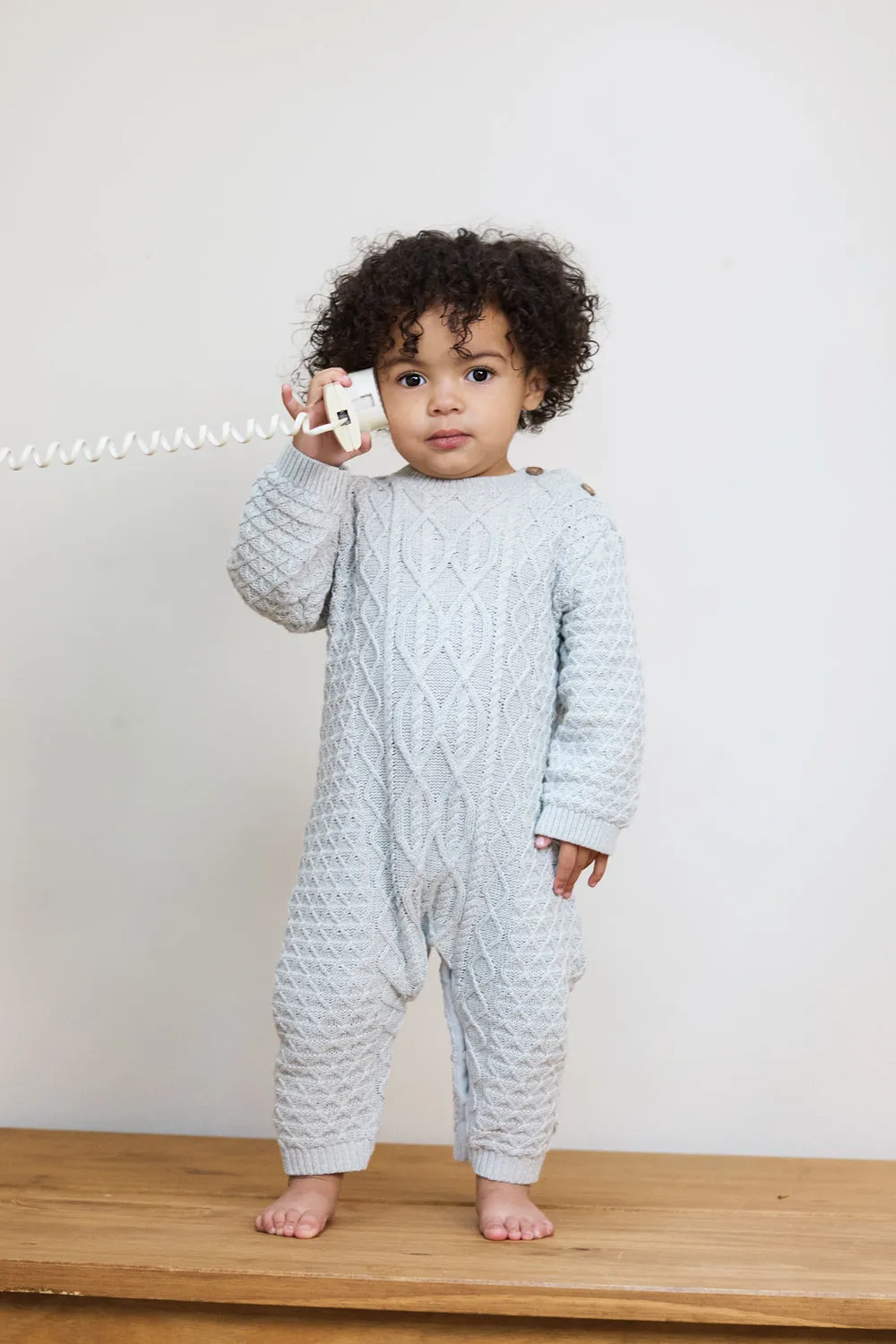 Cable Knit Romper And Hat Baby Gift Set