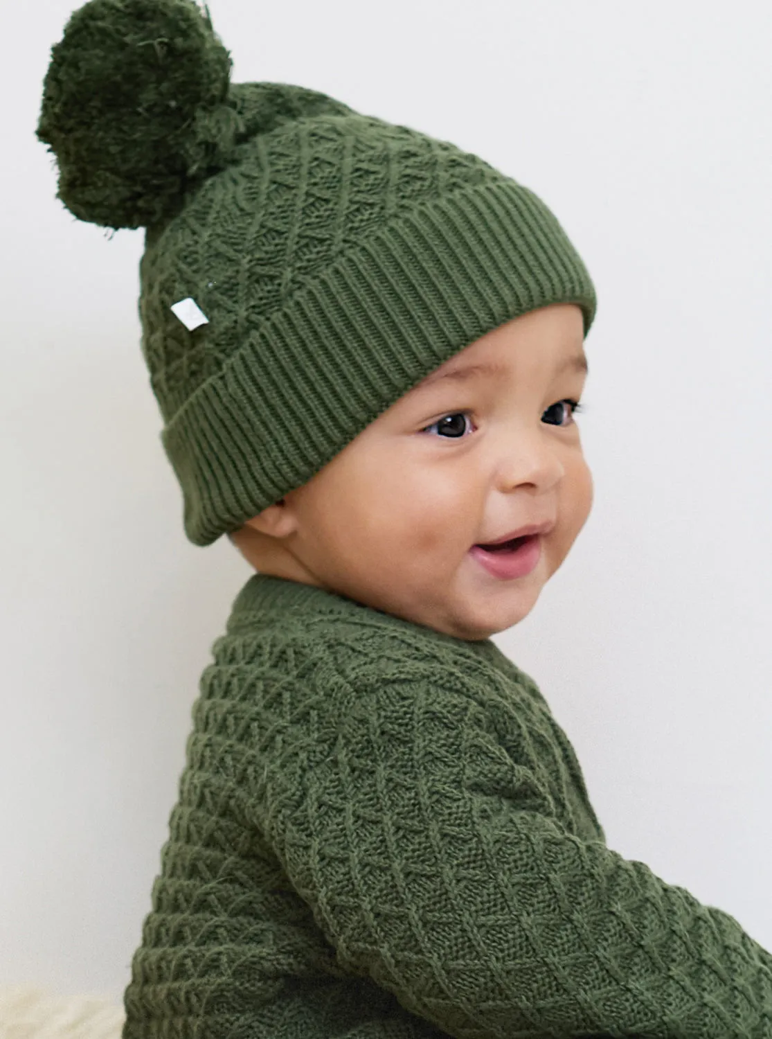 Cable Knit Romper And Hat Baby Gift Set