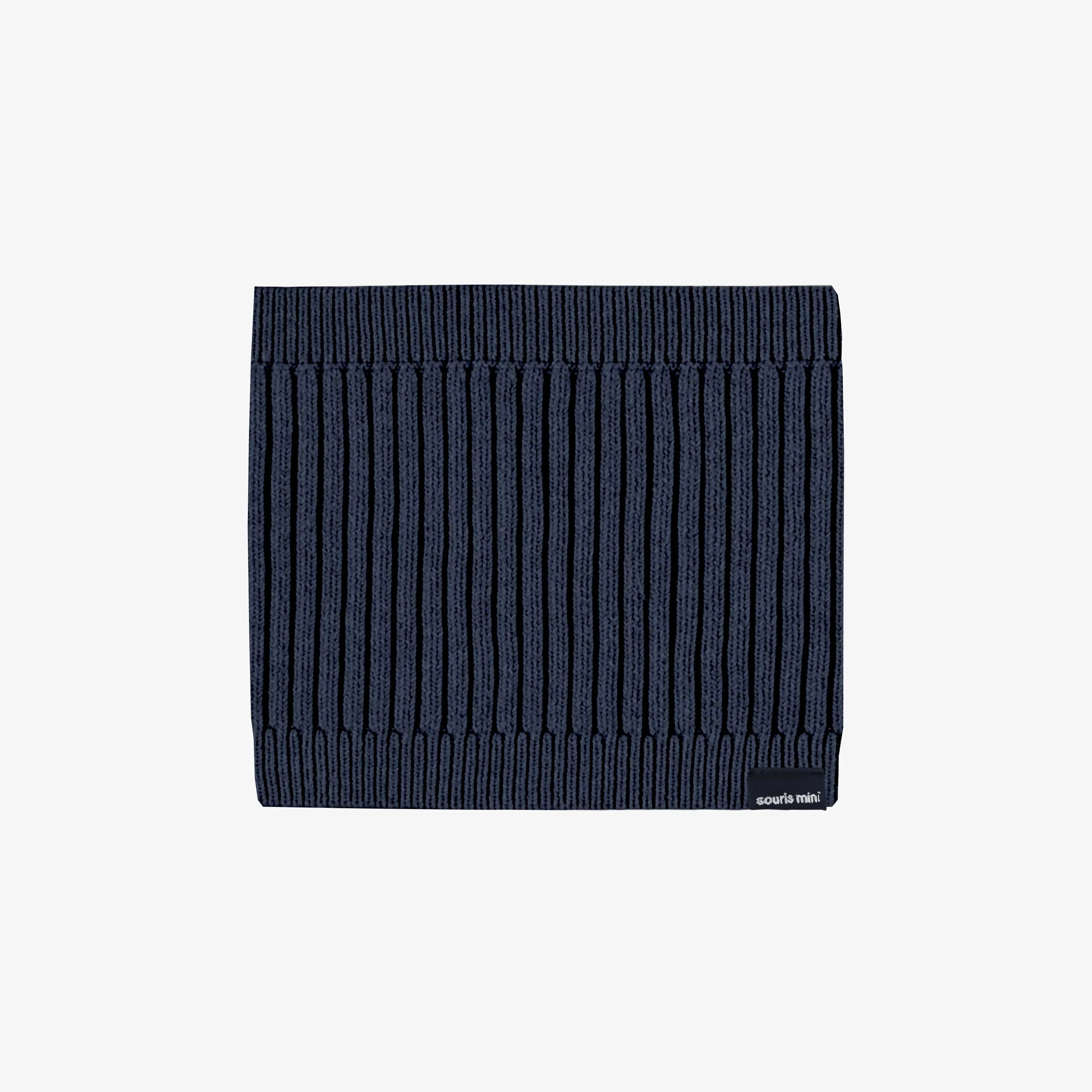 Cache-cou en tricot marine-gris, bébé || Navy-gray knitted neck warmer, baby
