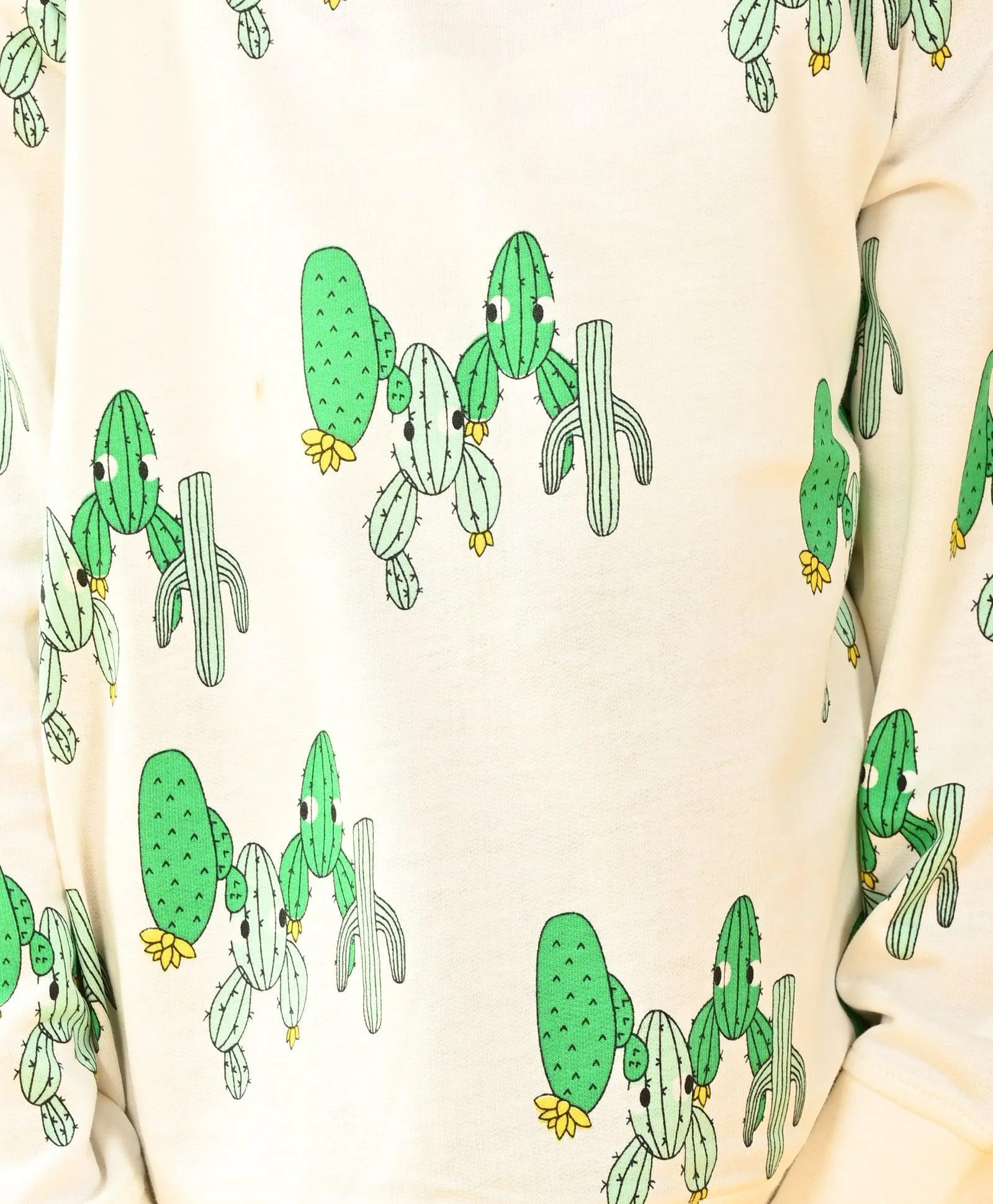 CACTUS BLACK TERRY SWEATSHIRT JOGGER SET - WHITE/BLACK