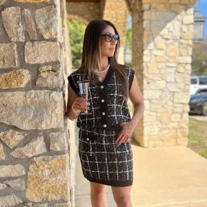 Cassandra Black Knit Top & Skirt Set