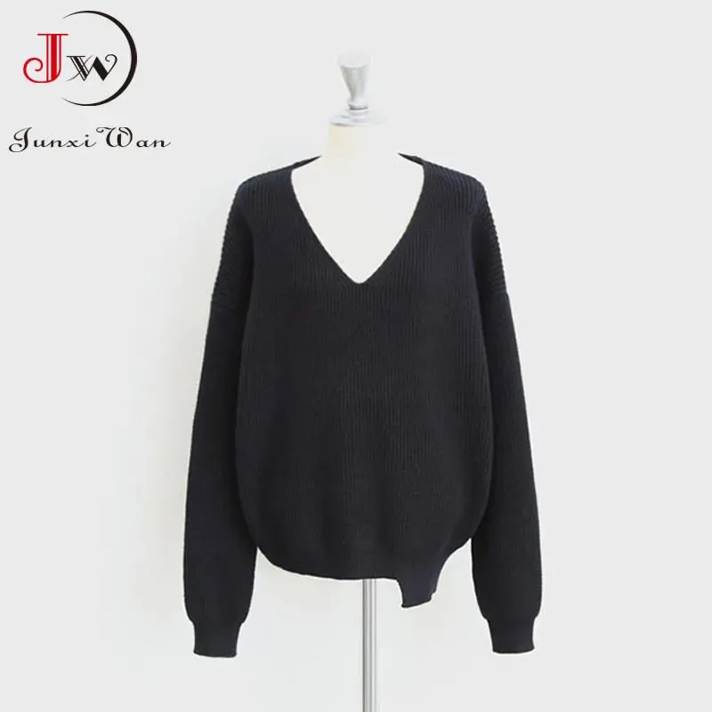 Casual Autumn Winter Women Sweater Knitted Pullover Warm Elegant Chic Female Loose Oversize Cashmere Basic Tops Jumper Pull