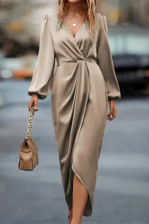Casual Elegant Ruched V Neck One Step Skirt Dresses(3 Colors)